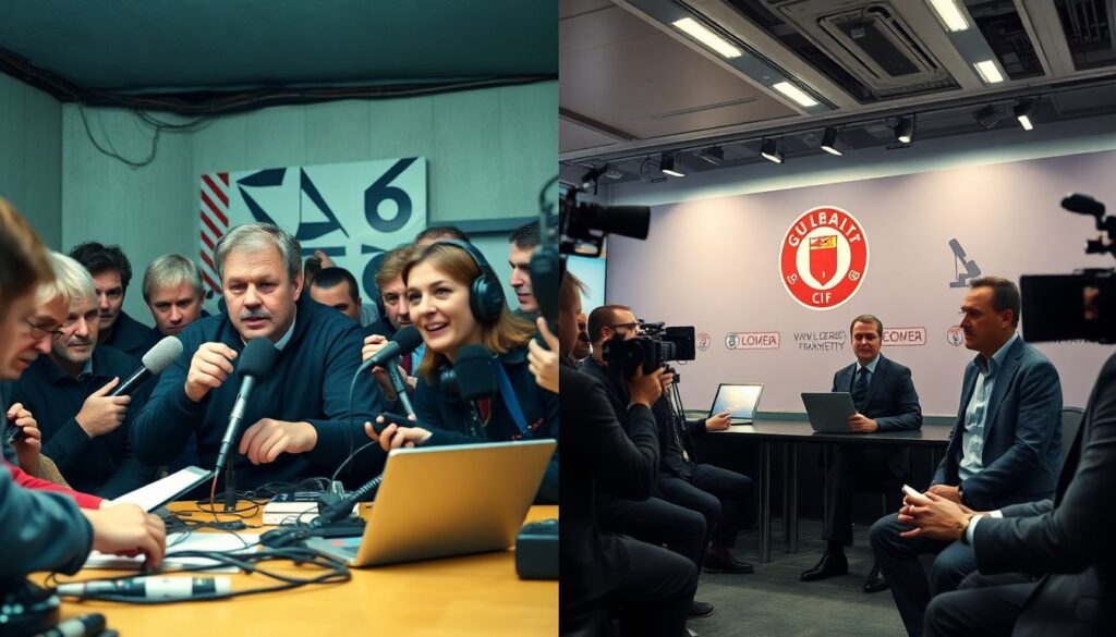 История клубной пресс-конференции и коммуникаций - иллюстрация